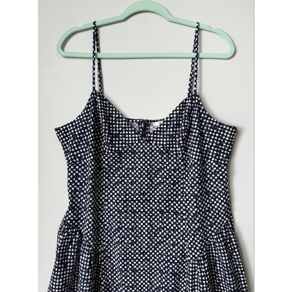 Madewell Drop-Waist Midi Dress in Shibori Checkerboard Print Size 16 NWT - Picture 4 of 10
